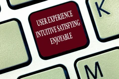 Text sign showing User Experience Intuitive Satisfying Enjoyable. Conceptual Stockfoto's