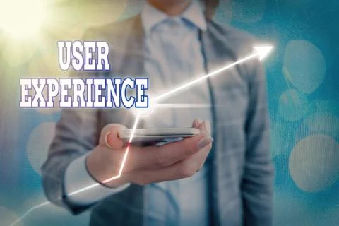 Text sign showing User Experience. Conceptual photo how an individual reacts and Stock Photos