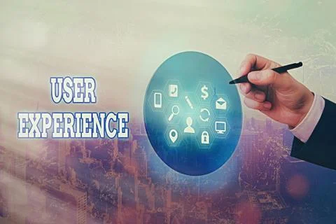 Text sign showing User Experience. Conceptual photo how an individual reacts and Stock Photos