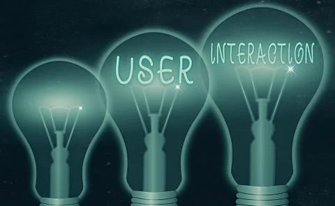 Text sign showing User Interaction. Conceptual photo how the customer acts on Stock Illustration