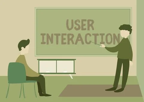 Text sign showing User Interaction. Business idea how the customer acts on the Illustrazione stock