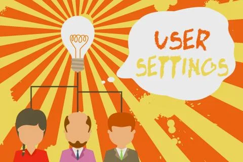 Text sign showing User Settings. Conceptual photo Configuration of appearance 스톡 일러스트