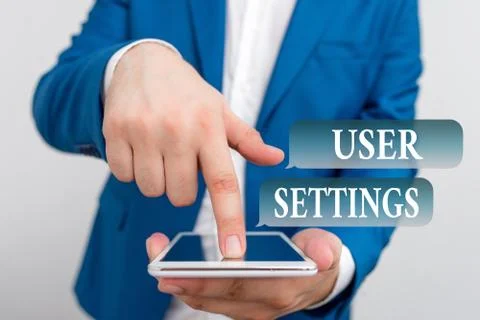 Text sign showing User Settings. Conceptual photo Configuration of appearance Stock Photos