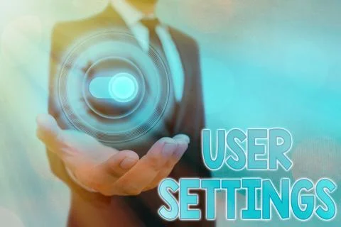 Text sign showing User Settings. Conceptual photo Configuration of appearance Stock Photos