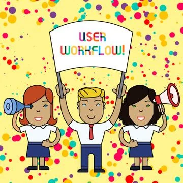 Text sign showing User Workflow. Conceptual photo orchestrated and repeatable イラスト素材