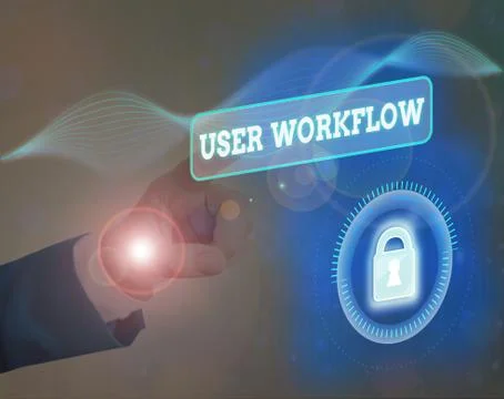 Text sign showing User Workflow. Conceptual photo orchestrated and repeatable Foto stock