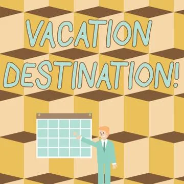 Text sign showing Vacation Destination. Conceptual photo a place where showing イラスト素材