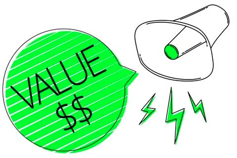 Text sign showing Value . Conceptual photo the worth of the process id of the Stock Illustration