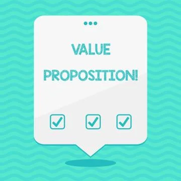 Text sign showing Value Proposition. Conceptual photo innovation service inte Illustrazione stock