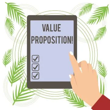 Text sign showing Value Proposition. Conceptual photo innovation service Illustrazione stock