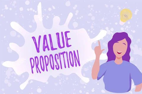 Text sign showing Value Proposition. Concept meaning innovation service intended 스톡 일러스트