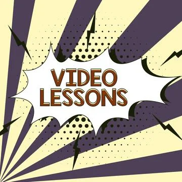 Text sign showing Video Lessons. Word for Online Education material for a topic Stock Illustration