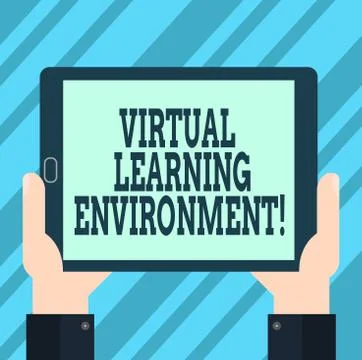 Text sign showing Virtual Learning Environment. Conceptual photo webbased Illustrazione stock