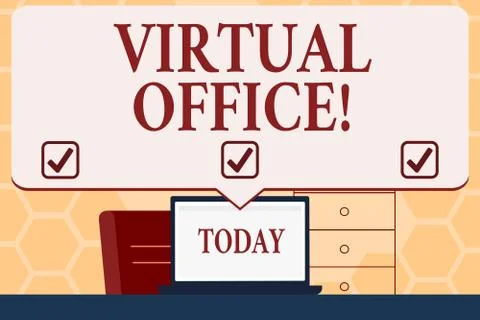 Text sign showing Virtual Office. Conceptual photo Mobile workenvironment Stock Illustration