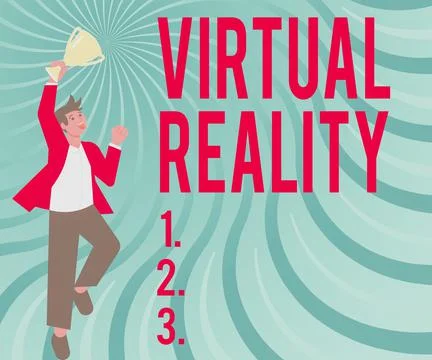 Text sign showing Virtual Reality. Business idea an artificial environment that Stock Illustration