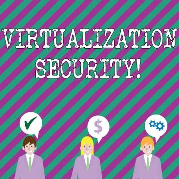 Text sign showing Virtualization Security. Conceptual photo running multiple  Stock Illustration