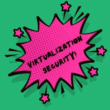 Text sign showing Virtualization Security. Conceptual photo running multiple  Stockillustratie