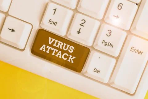Text sign showing Virus Attack. Conceptual photo malicious program that perform Fotos de archivo