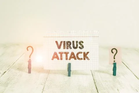 Text sign showing Virus Attack. Conceptual photo malicious program that perform Fotos de archivo