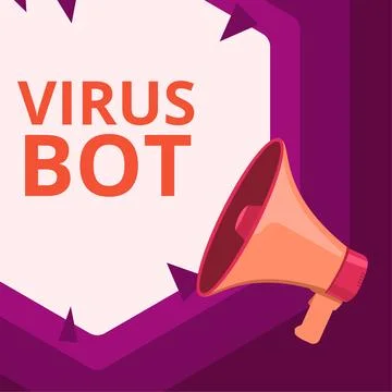 Text sign showing Virus Bot. Business concept malicious self-propagating malware Illustrazione stock