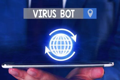Text sign showing Virus Bot. Conceptual photo malicious selfpropagating malware 库存照片