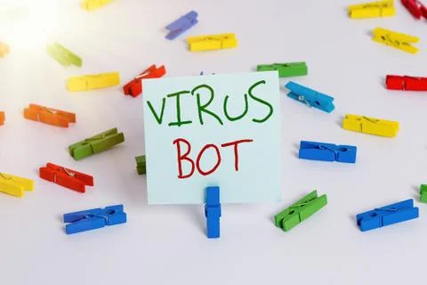 Text sign showing Virus Bot. Conceptual photo malicious selfpropagating malware 库存照片