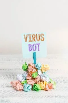 Text sign showing Virus Bot. Conceptual photo malicious selfpropagating malware 库存照片