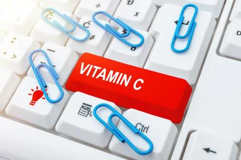 Text sign showing Vitamin C. Internet Concept it promotes healing and helps the Foto stock