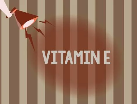 Text sign showing Vitamin E. Conceptual photo Antioxidant Protects body tissue Stock Illustration