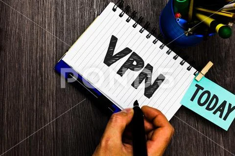 Text sign showing Vpn. Conceptual photo Secured virtual private network acros Stock Photos