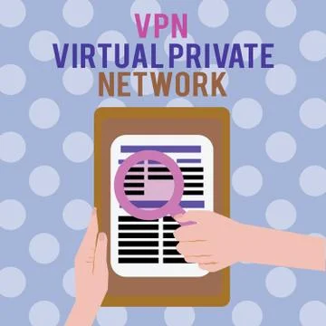 Text sign showing Vpn Virtual Private Network. Conceptual photo Safe Encrypted Illustrazione stock