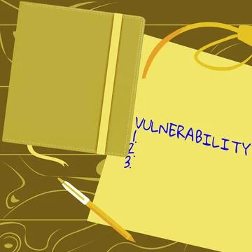 Text sign showing Vulnerability. Concept meaning State of being exposed to the Illustrazione stock