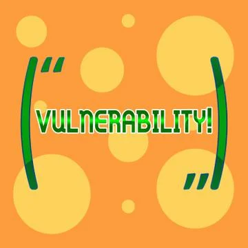 Text sign showing Vulnerability. Conceptual photo Information susceptibility  Stock Illustration