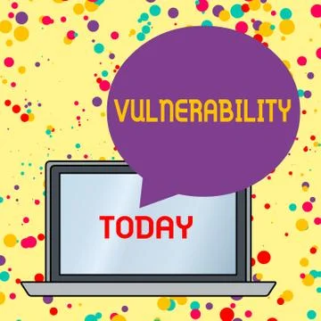 Text sign showing Vulnerability. Conceptual photo State of being exposed to the Illustrazione stock
