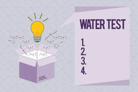 Text sign showing Water Test. Conceptual photo Sampling of various liquid str 스톡 일러스트