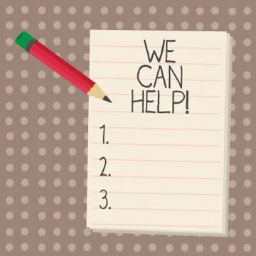 Text sign showing We Can Help. Conceptual photo Let us support you give advice Ilustração Stock