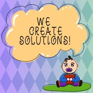 Text sign showing We Create Solutions. Conceptual photo way to solve problem or イラスト素材