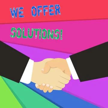 Text sign showing We Offer Solutions. Conceptual photo way to solve problem or Illustrazione stock