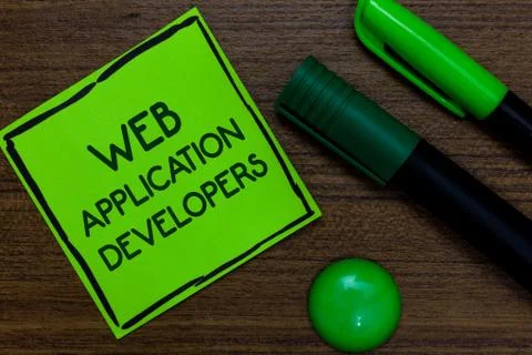 Text sign showing Web Application Developers. Conceptual photo Internet progr Stock Photos