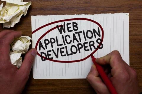 Text sign showing Web Application Developers. Conceptual photo Internet progr Stock Photos