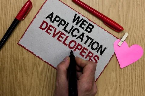 Text sign showing Web Application Developers. Conceptual photo Internet progr Stock Photos