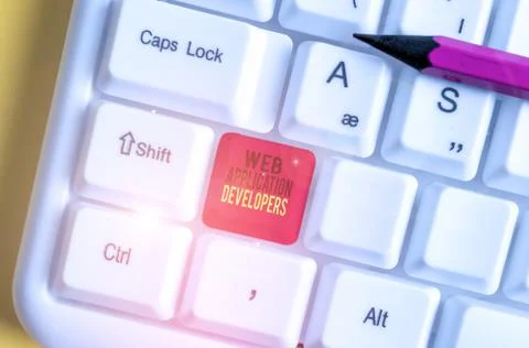 Text sign showing Web Application Developers. Conceptual photo Internet Stock Photos