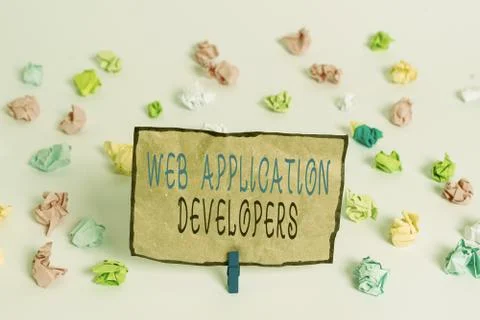 Text sign showing Web Application Developers. Conceptual photo Internet Stock Photos