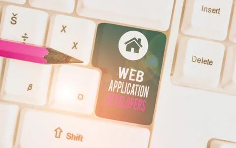 Text sign showing Web Application Developers. Conceptual photo Internet Stock Photos