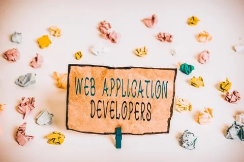 Text sign showing Web Application Developers. Conceptual photo Internet Stock Photos