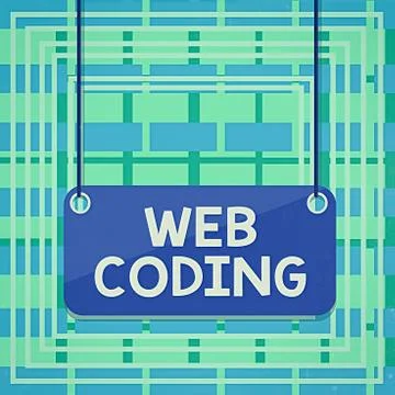Text sign showing Web Coding. Conceptual photo work involved in developing a web Stock Illustration