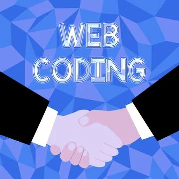 Text sign showing Web Coding. Business overview a system of symbols and rules Stock-Illustration