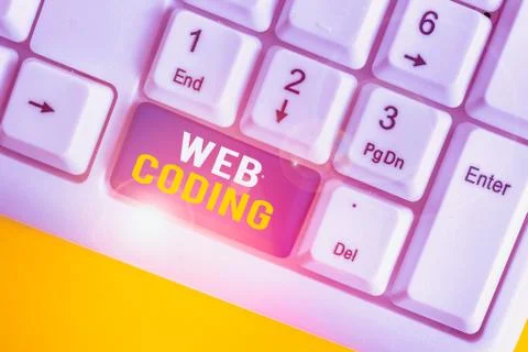 Text sign showing Web Coding. Conceptual photo work involved in developing a web Stock-Fotos