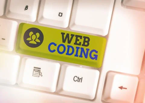 Text sign showing Web Coding. Conceptual photo a system of symbols and rules Stock Photos
