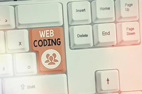 Text sign showing Web Coding. Conceptual photo a system of symbols and rules 스톡 사진